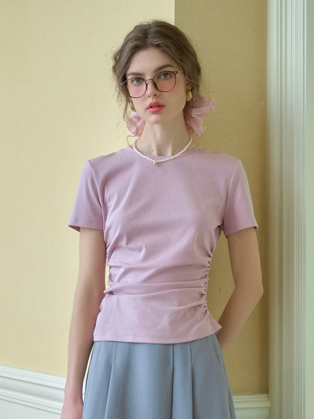 Stella Round Neck Cotton T-shirt - Gray