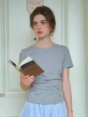 Stella Round Neck Cotton T-shirt - Gray