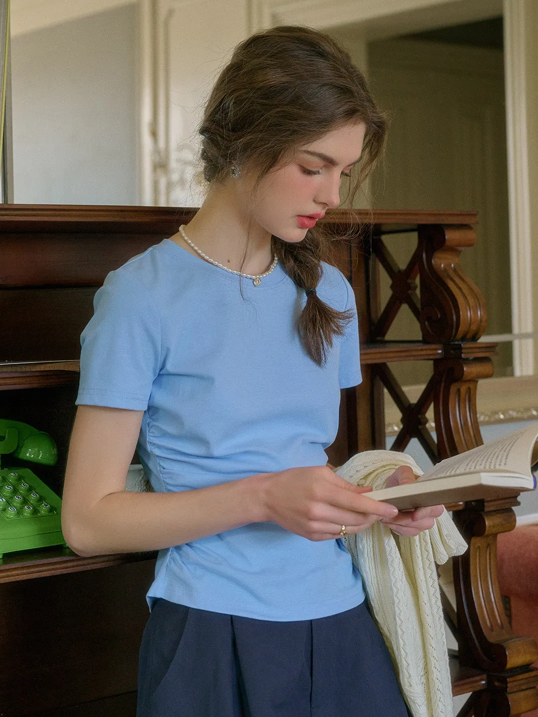 Stella Round Neck Cotton T-shirt - Gray