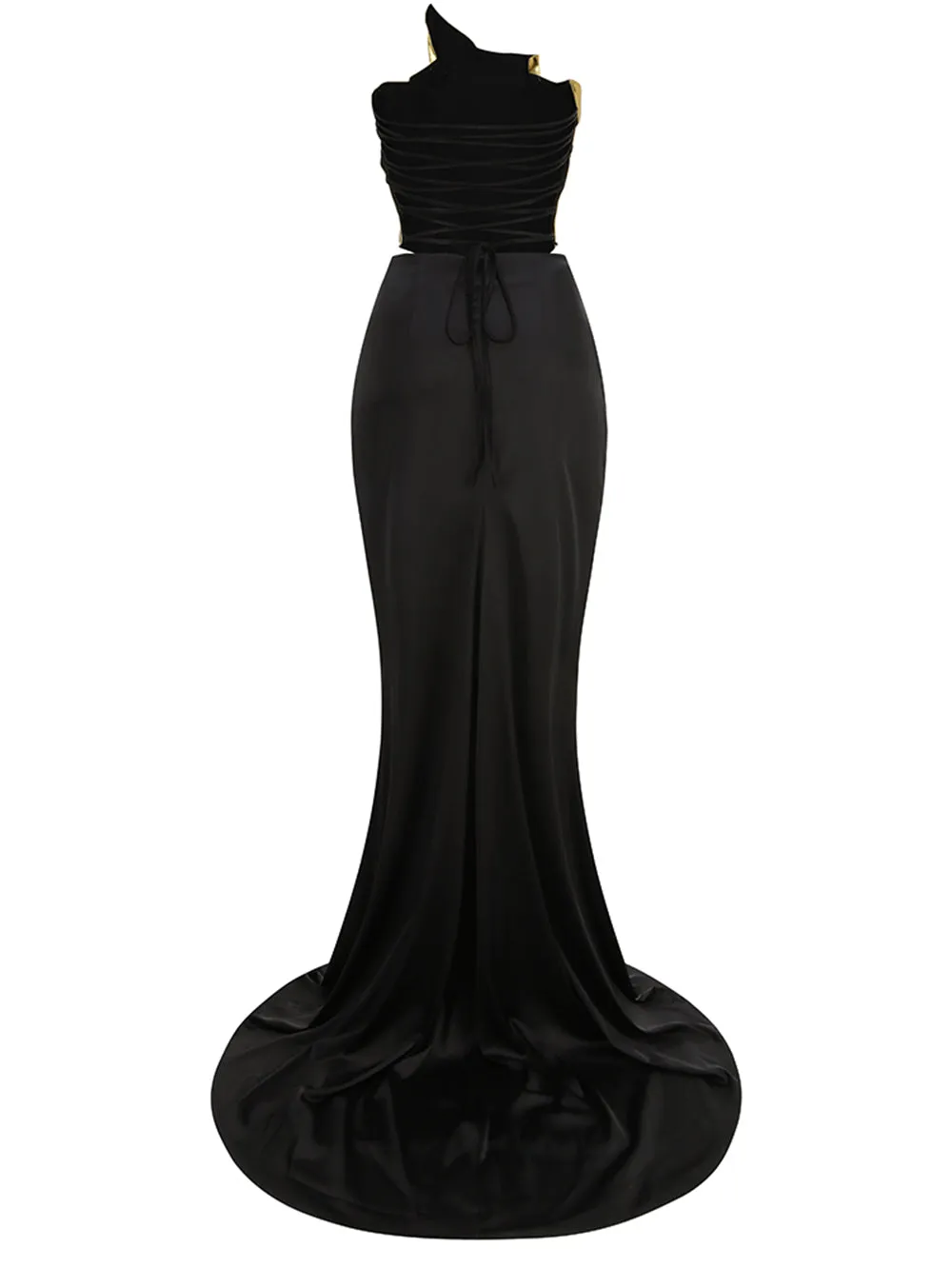 Strapless Sleeveless High Split Maxi Set KLYF1248
