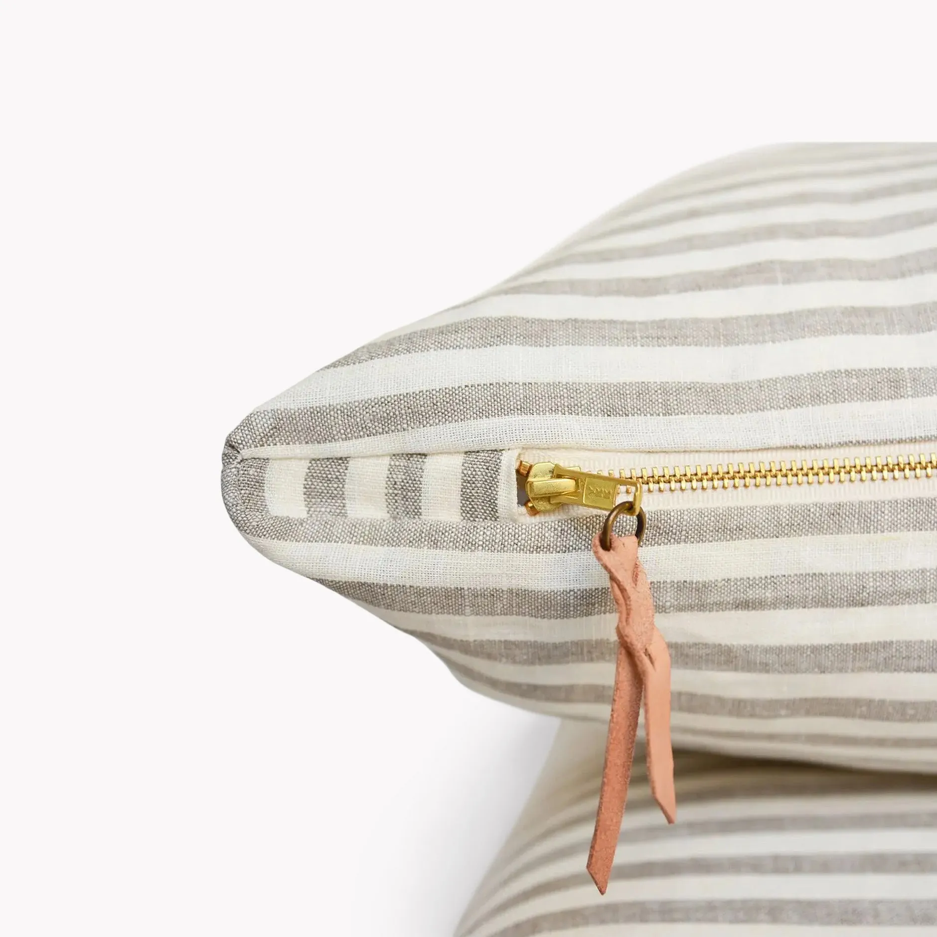 Striped Oatmeal Linen Pillow