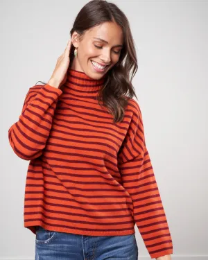 stripes foxy sweater - orange / dark pink