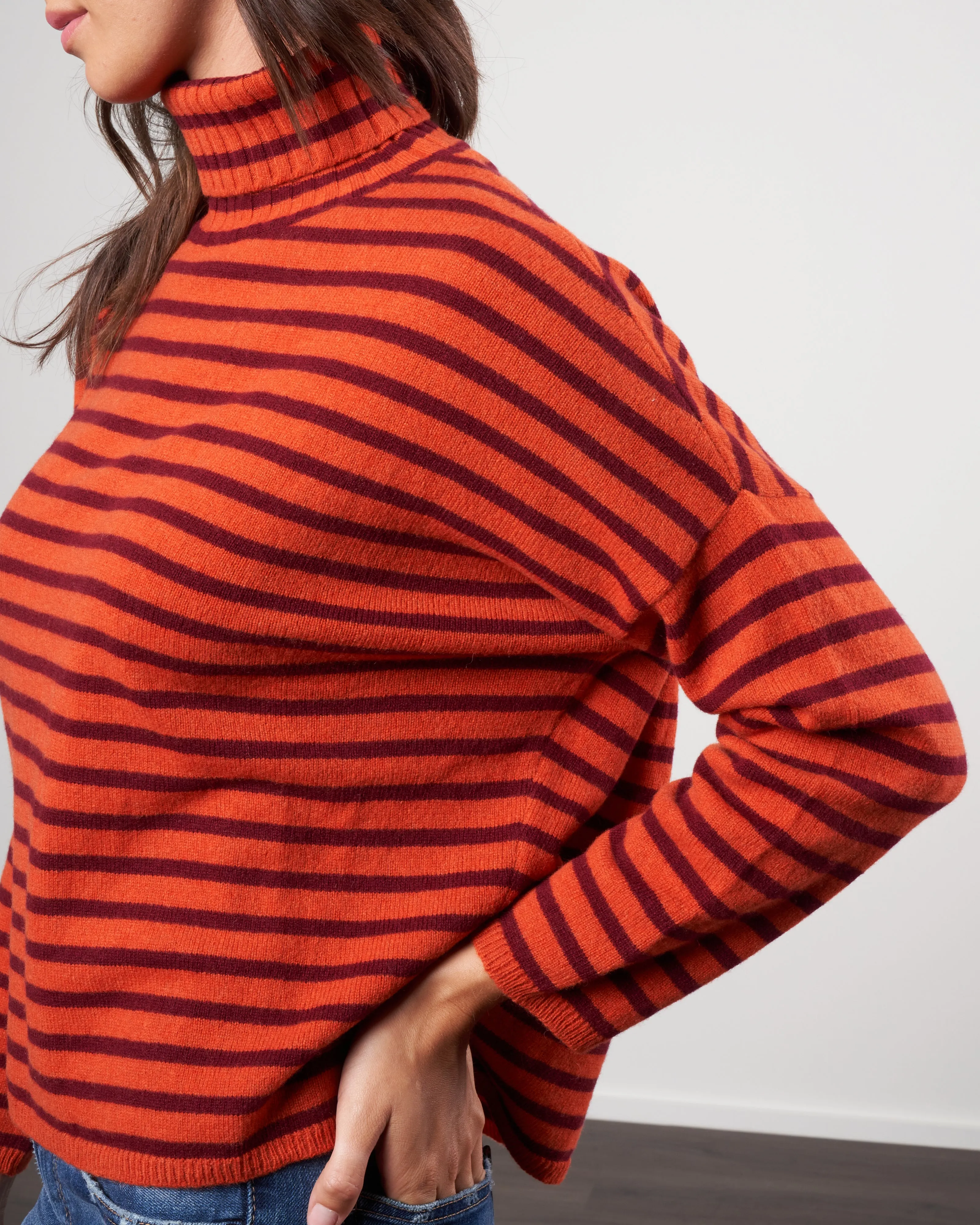 stripes foxy sweater - orange / dark pink
