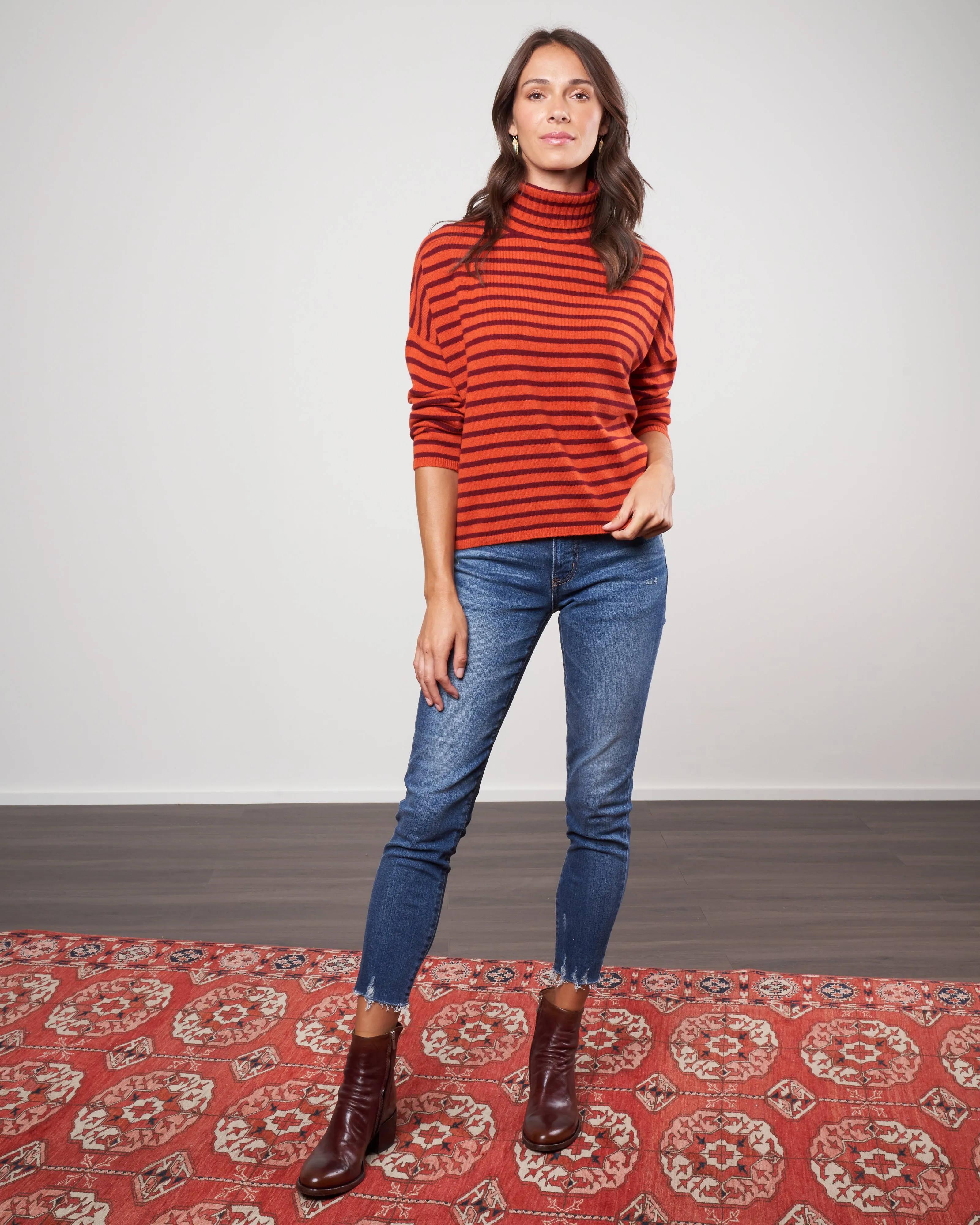 stripes foxy sweater - orange / dark pink