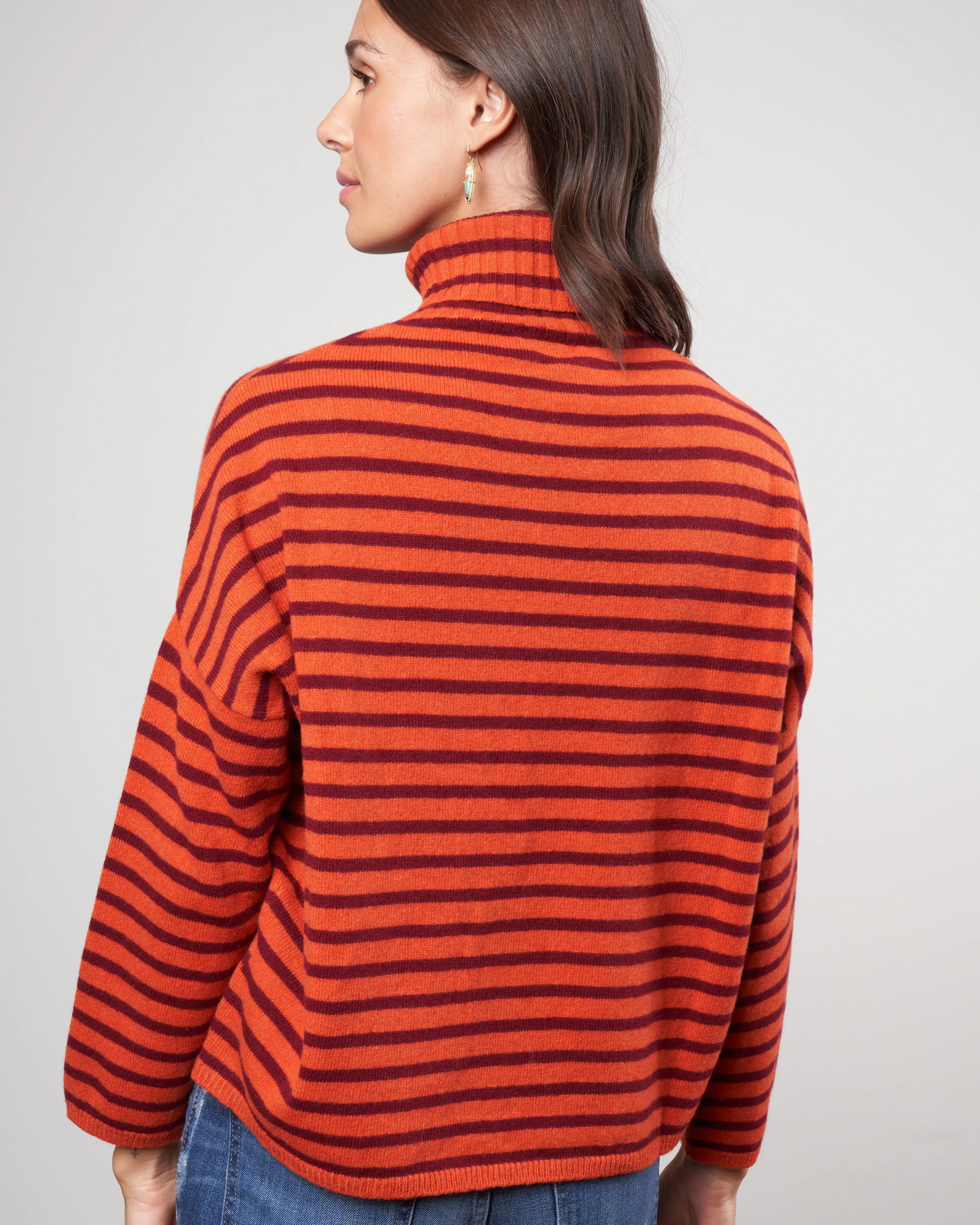 stripes foxy sweater - orange / dark pink