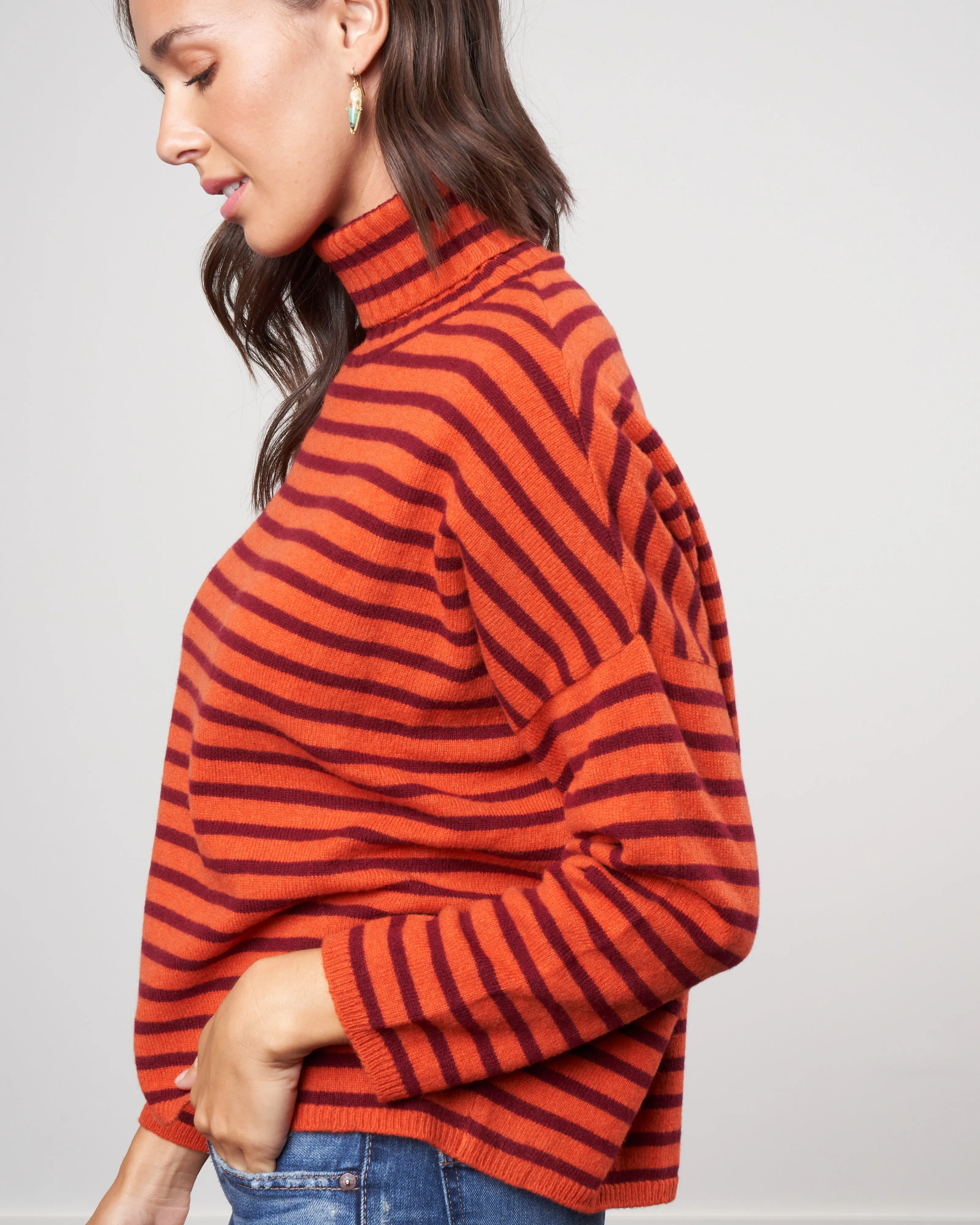 stripes foxy sweater - orange / dark pink