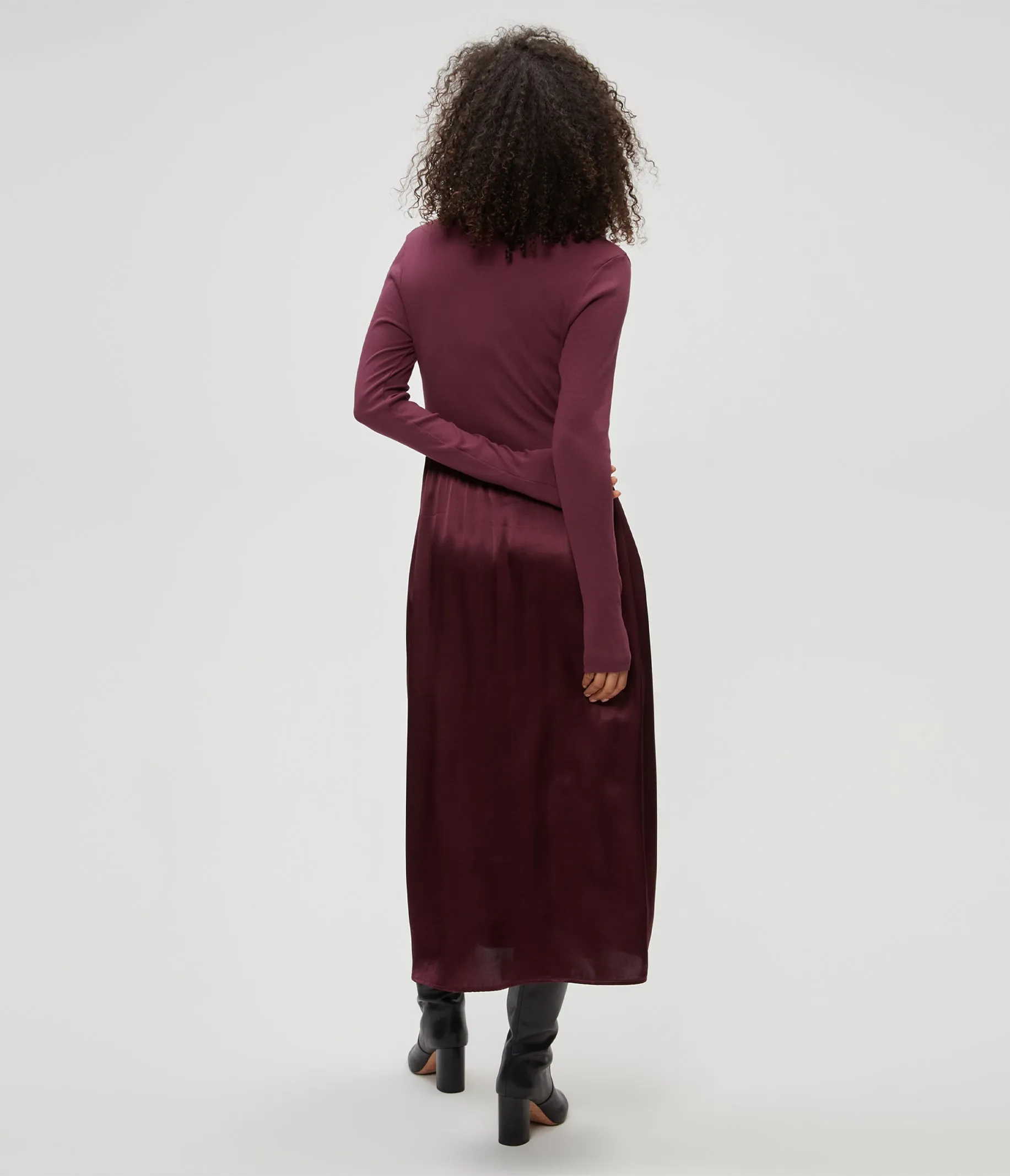 Sutton Mixed Fabric Satin Dress