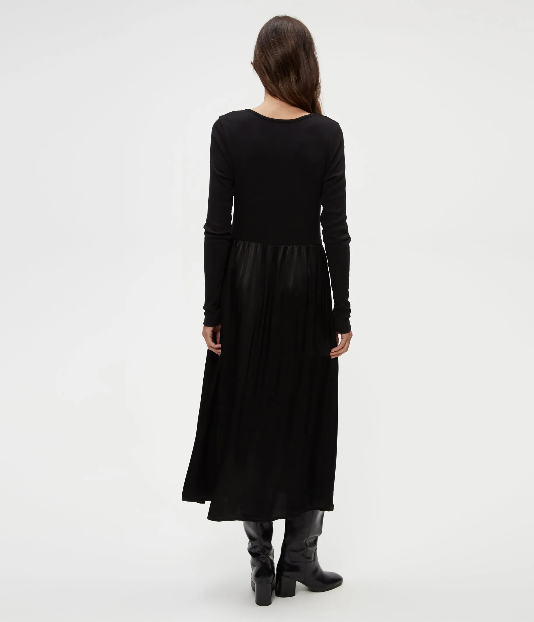 Sutton Mixed Fabric Satin Dress