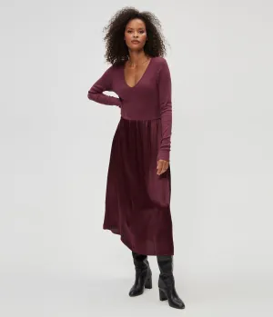 Sutton Mixed Fabric Satin Dress