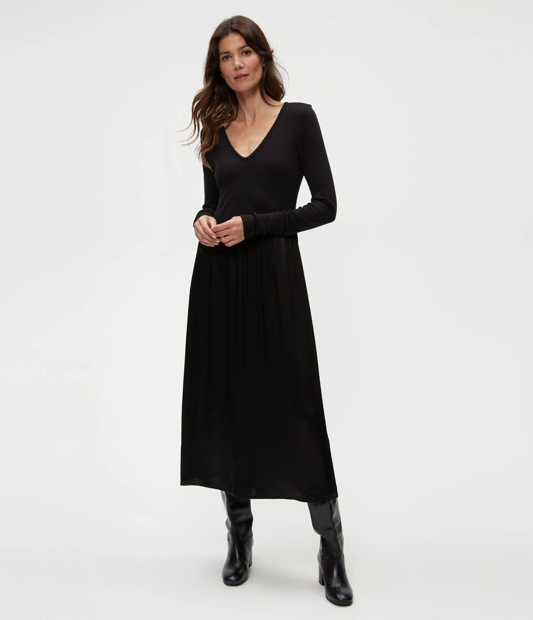 Sutton Mixed Fabric Satin Dress