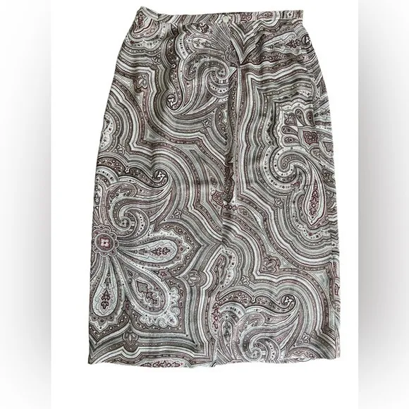 Talbots Silk Red/Tan Paisley vintage maxi Skirt‎ size 10