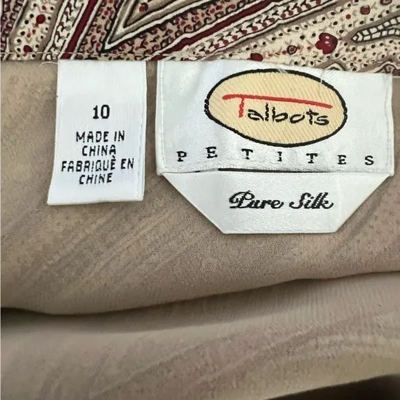 Talbots Silk Red/Tan Paisley vintage maxi Skirt‎ size 10