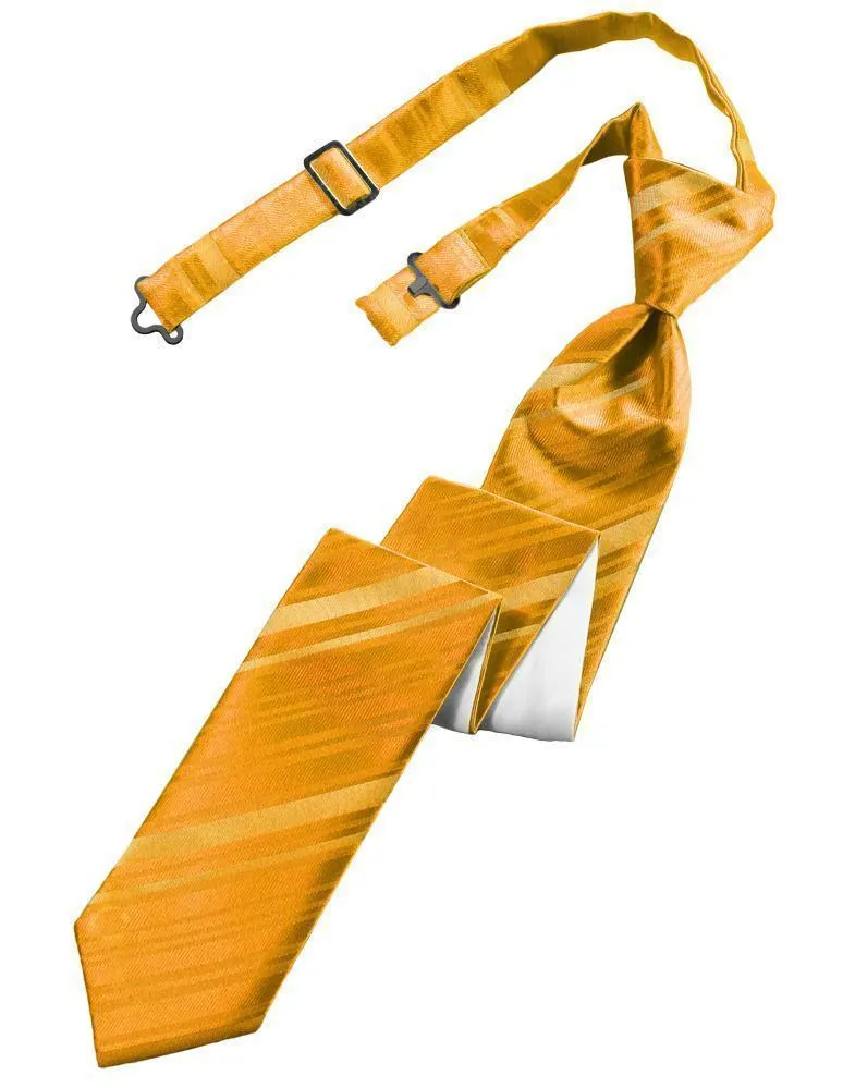 Tangerine Striped Satin Skinny Necktie