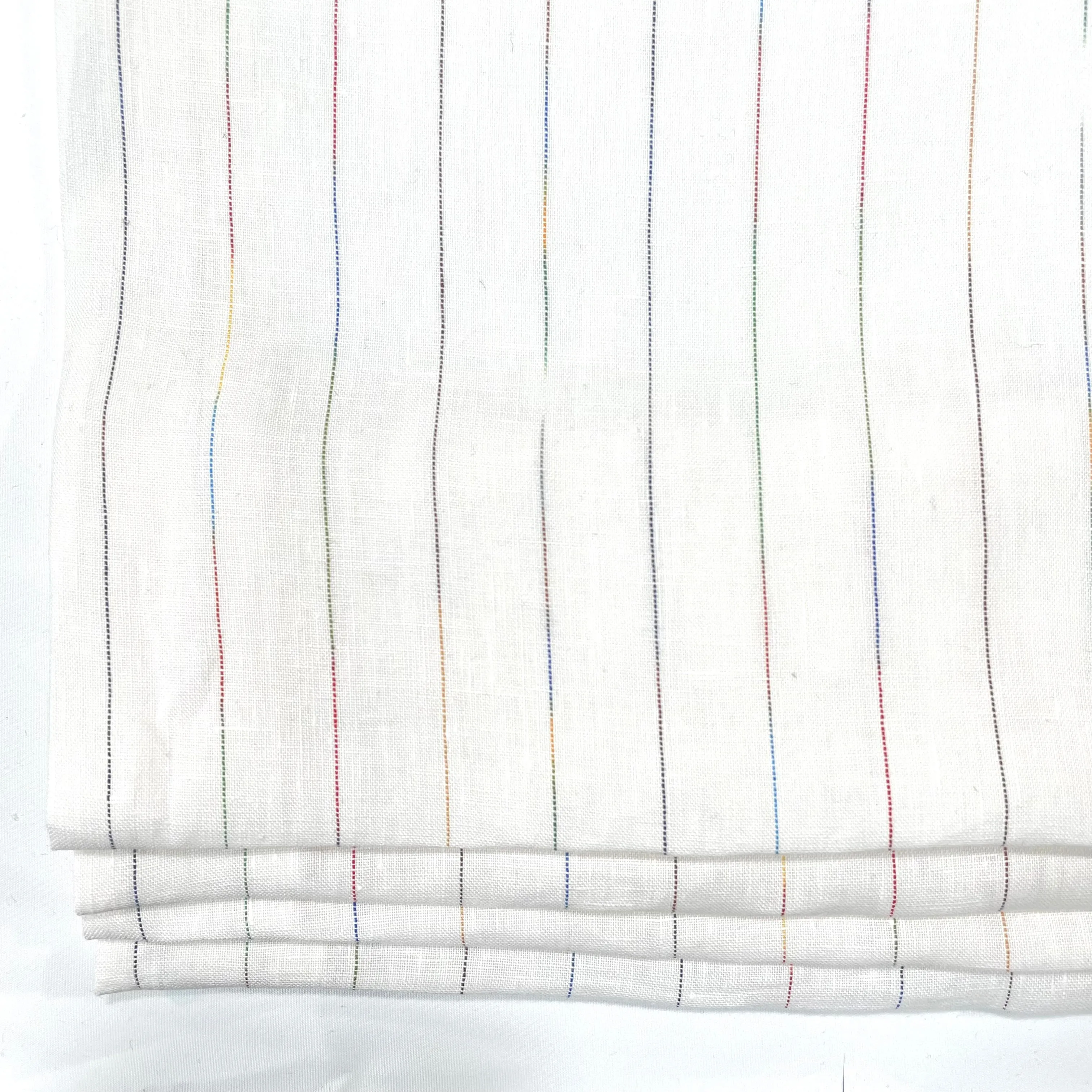Thin Striped Multi Colors 100% Natural Linen Flat Relaxed Casual Roman Shade/CL1043