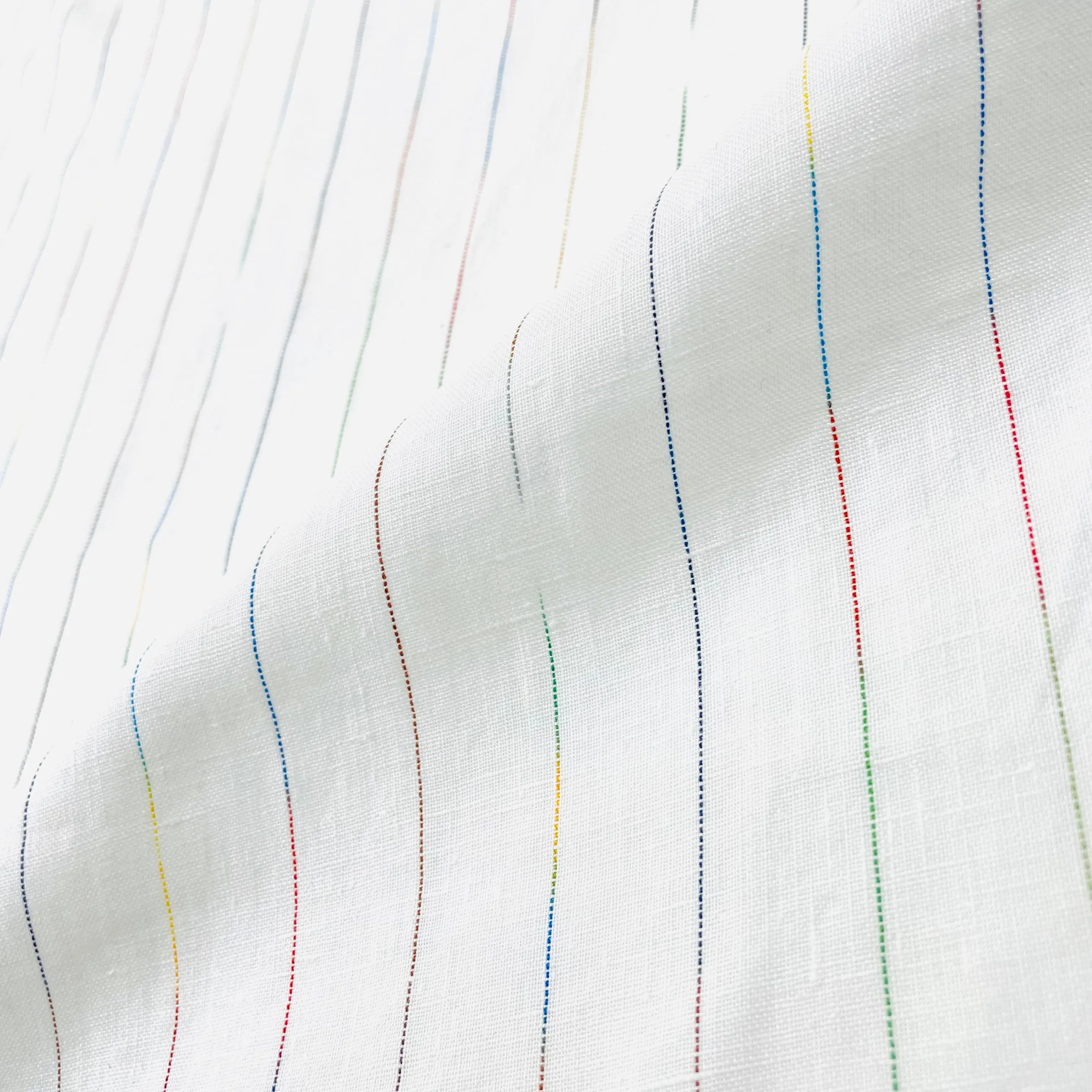 Thin Striped Multi Colors 100% Natural Linen Flat Relaxed Casual Roman Shade/CL1043