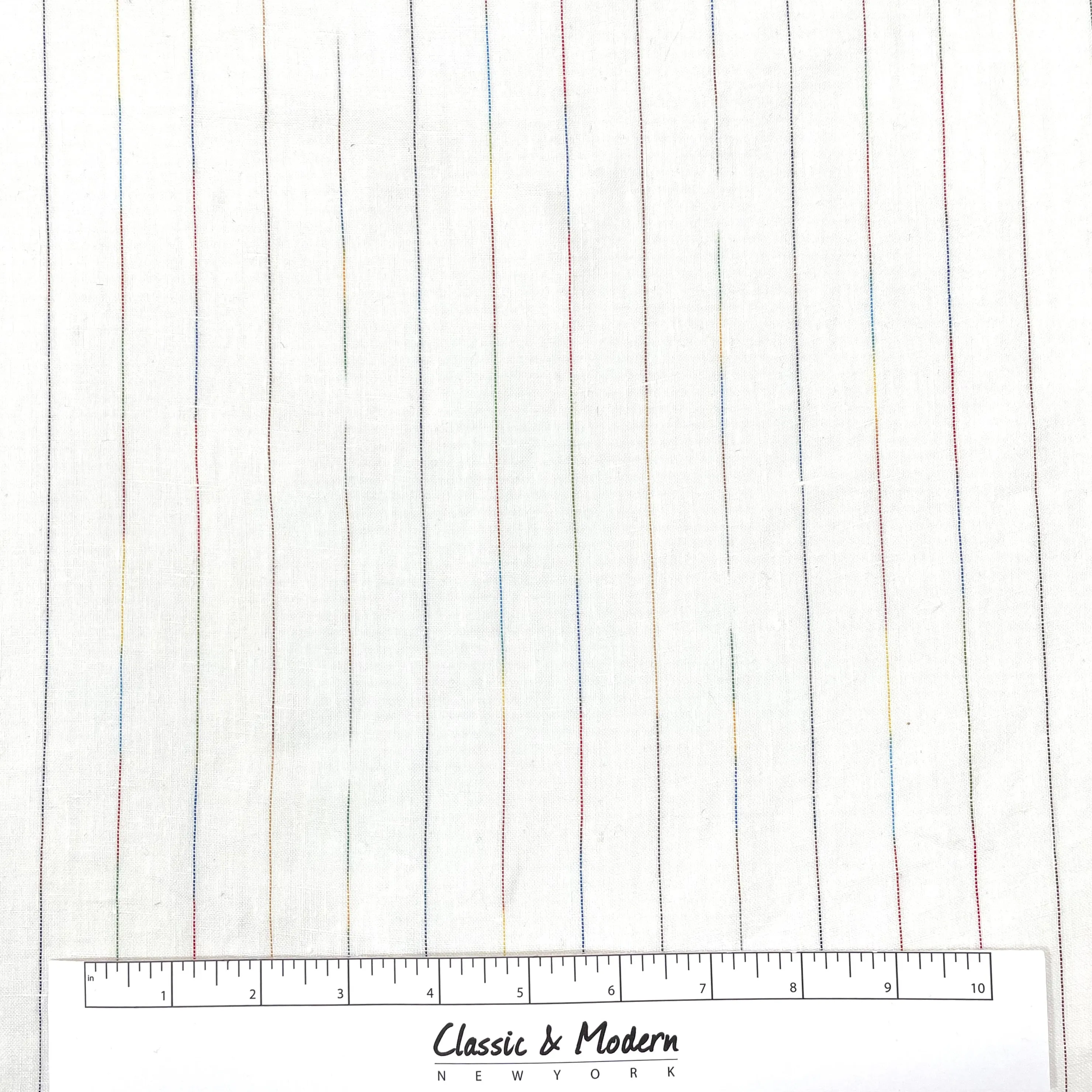 Thin Striped Multi Colors 100% Natural Linen Flat Relaxed Casual Roman Shade/CL1043