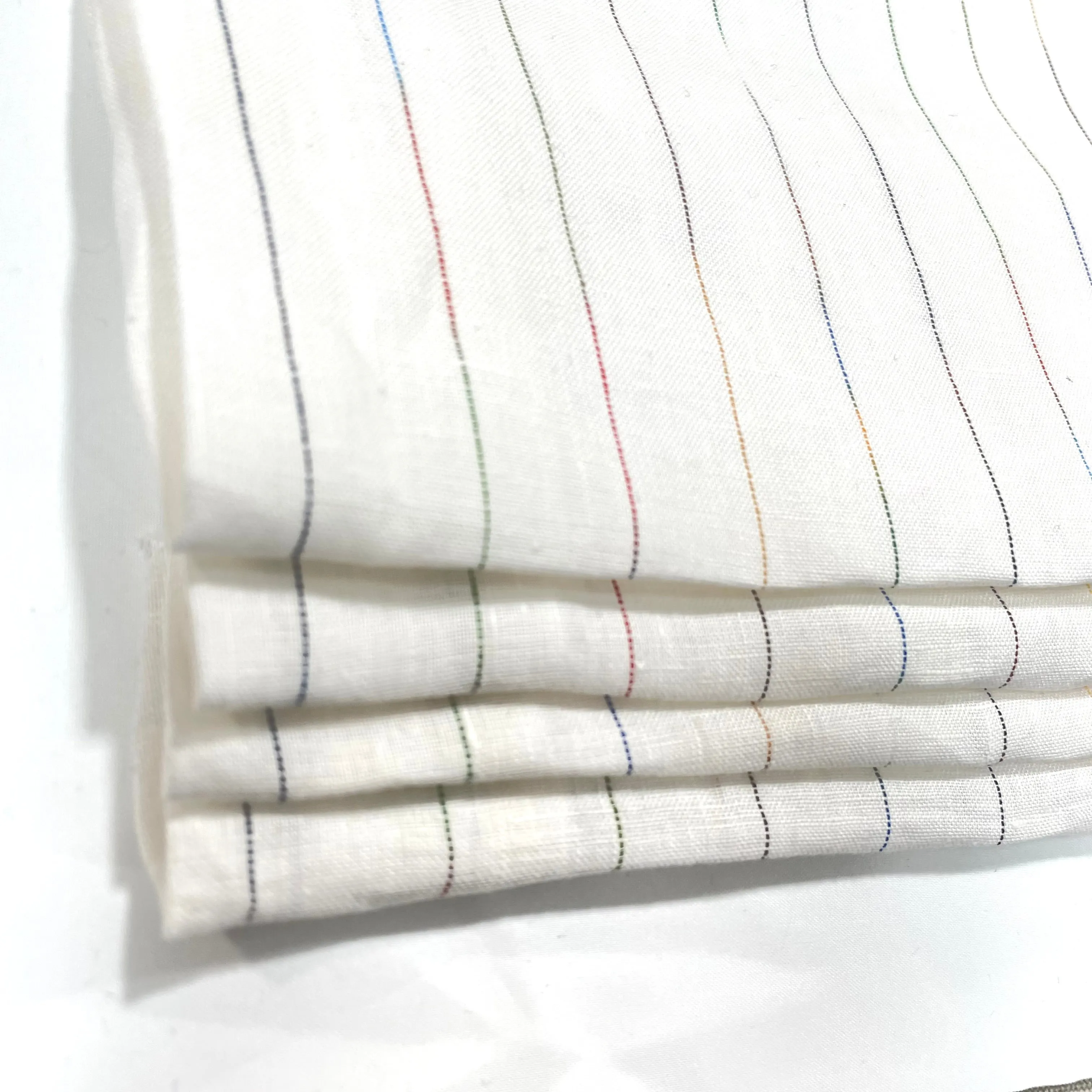 Thin Striped Multi Colors 100% Natural Linen Flat Relaxed Casual Roman Shade/CL1043