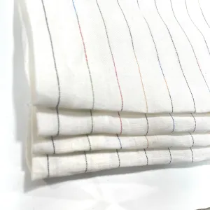 Thin Striped Multi Colors 100% Natural Linen Flat Relaxed Casual Roman Shade/CL1043