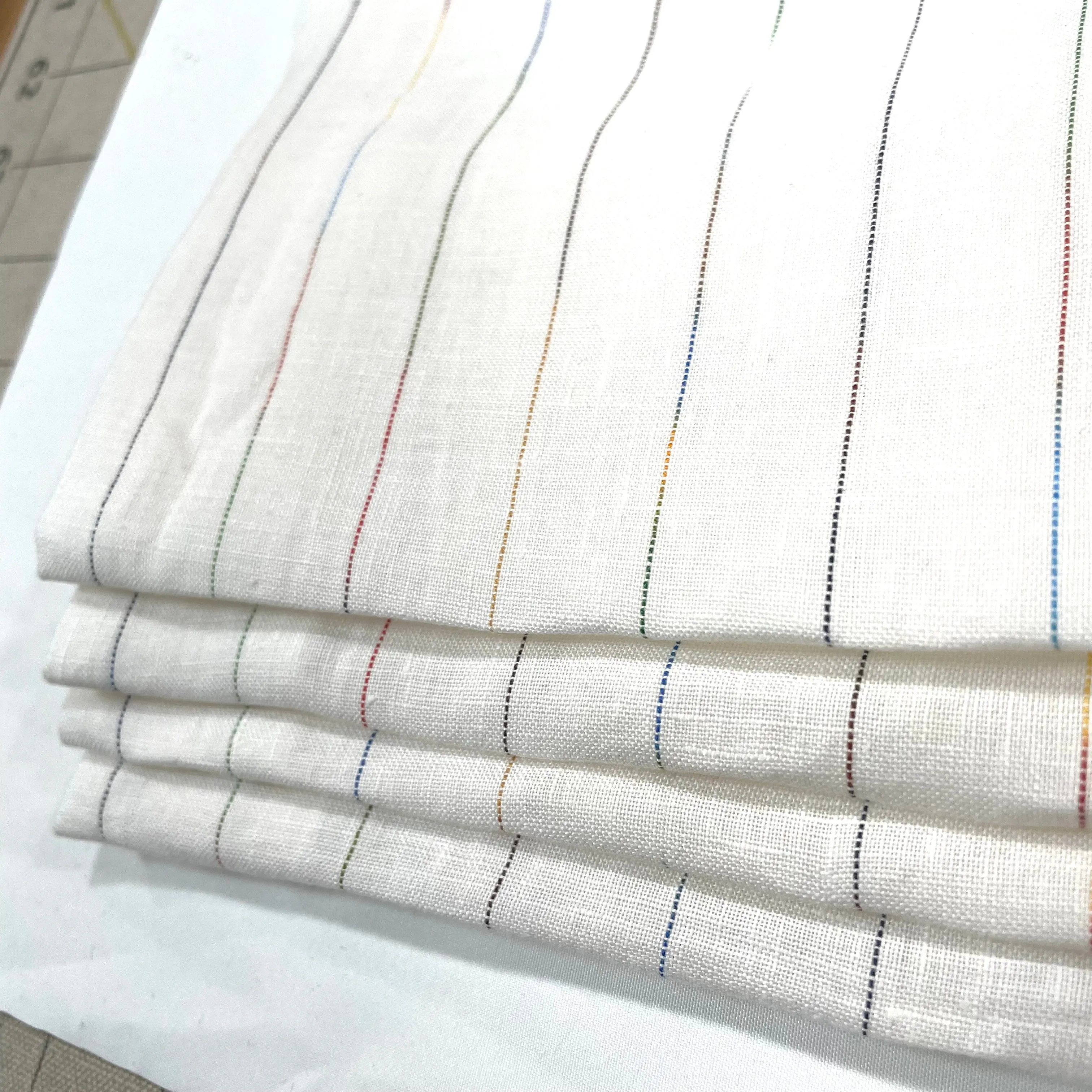 Thin Striped Multi Colors 100% Natural Linen Flat Relaxed Casual Roman Shade/CL1043