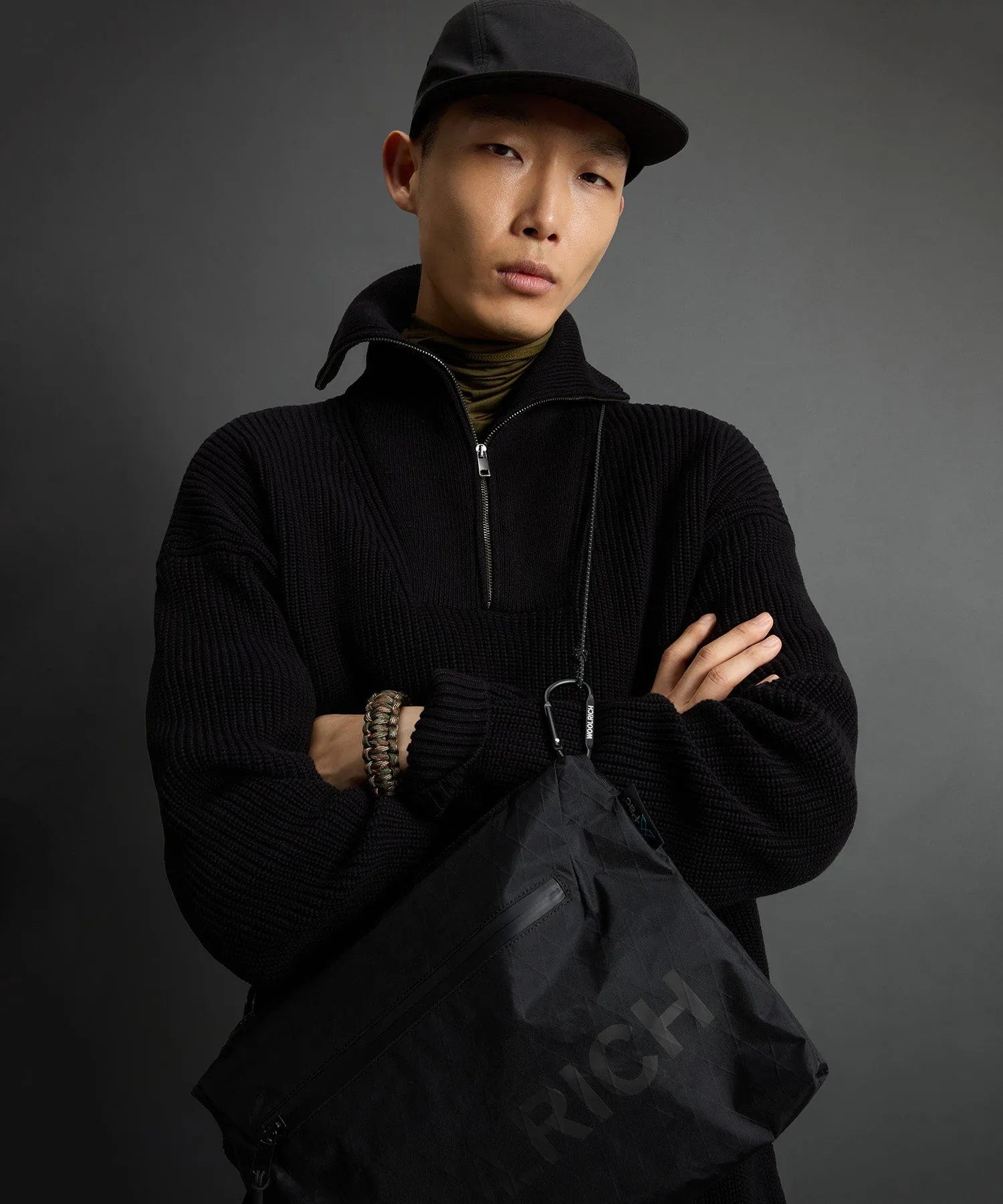 Todd Snyder x Woolrich Cotton Half-Zip Sweater in Black