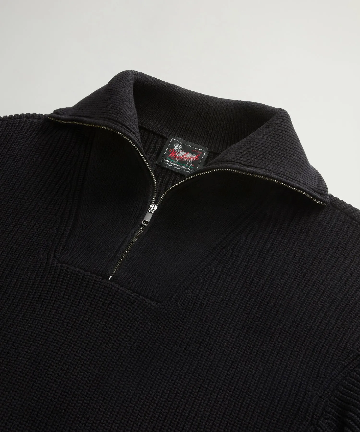 Todd Snyder x Woolrich Cotton Half-Zip Sweater in Black