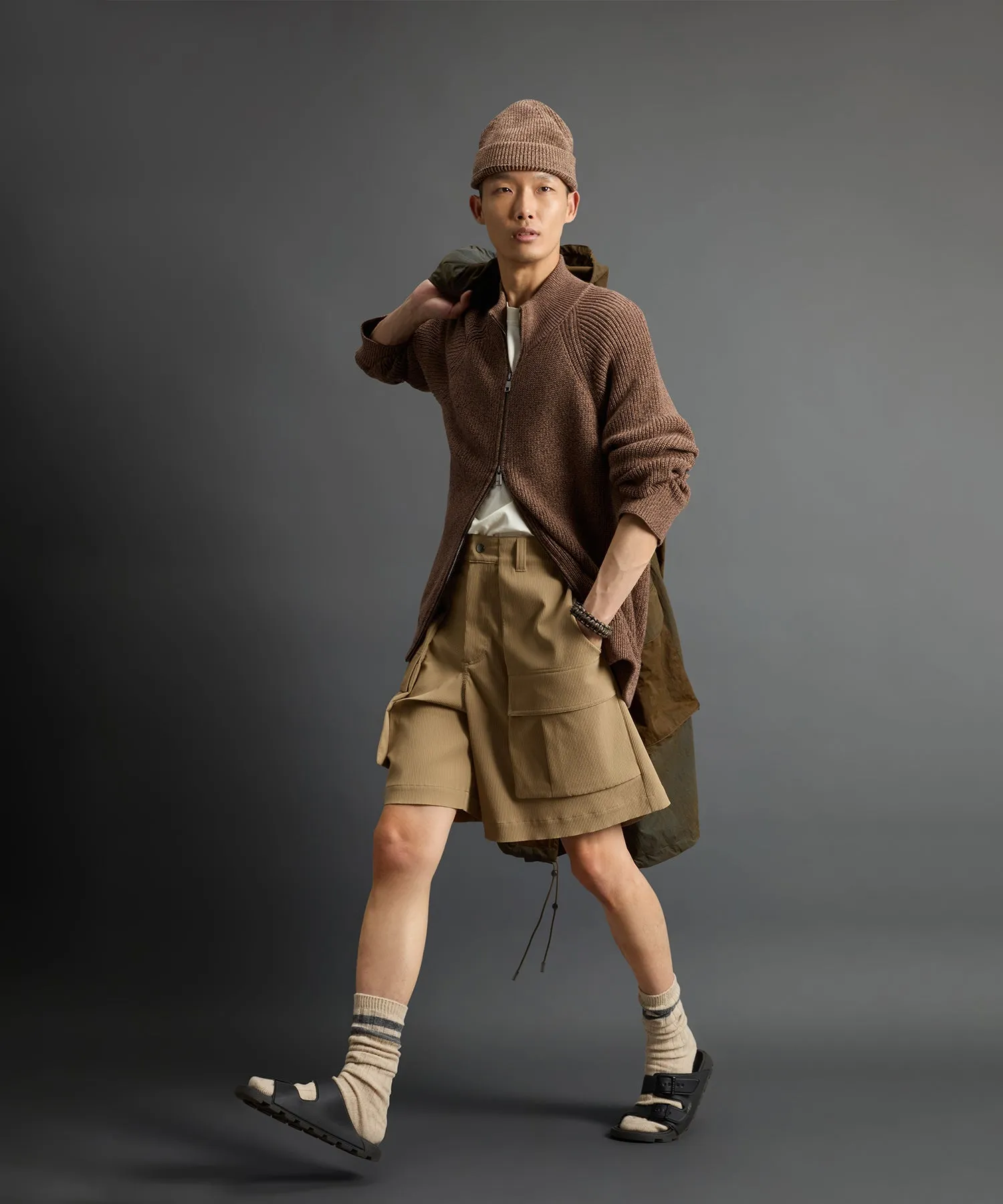 Todd Snyder x Woolrich Cotton Zip-Up Sweater in Brown