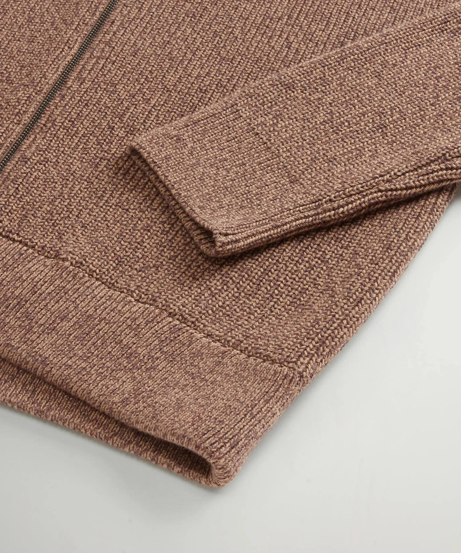 Todd Snyder x Woolrich Cotton Zip-Up Sweater in Brown