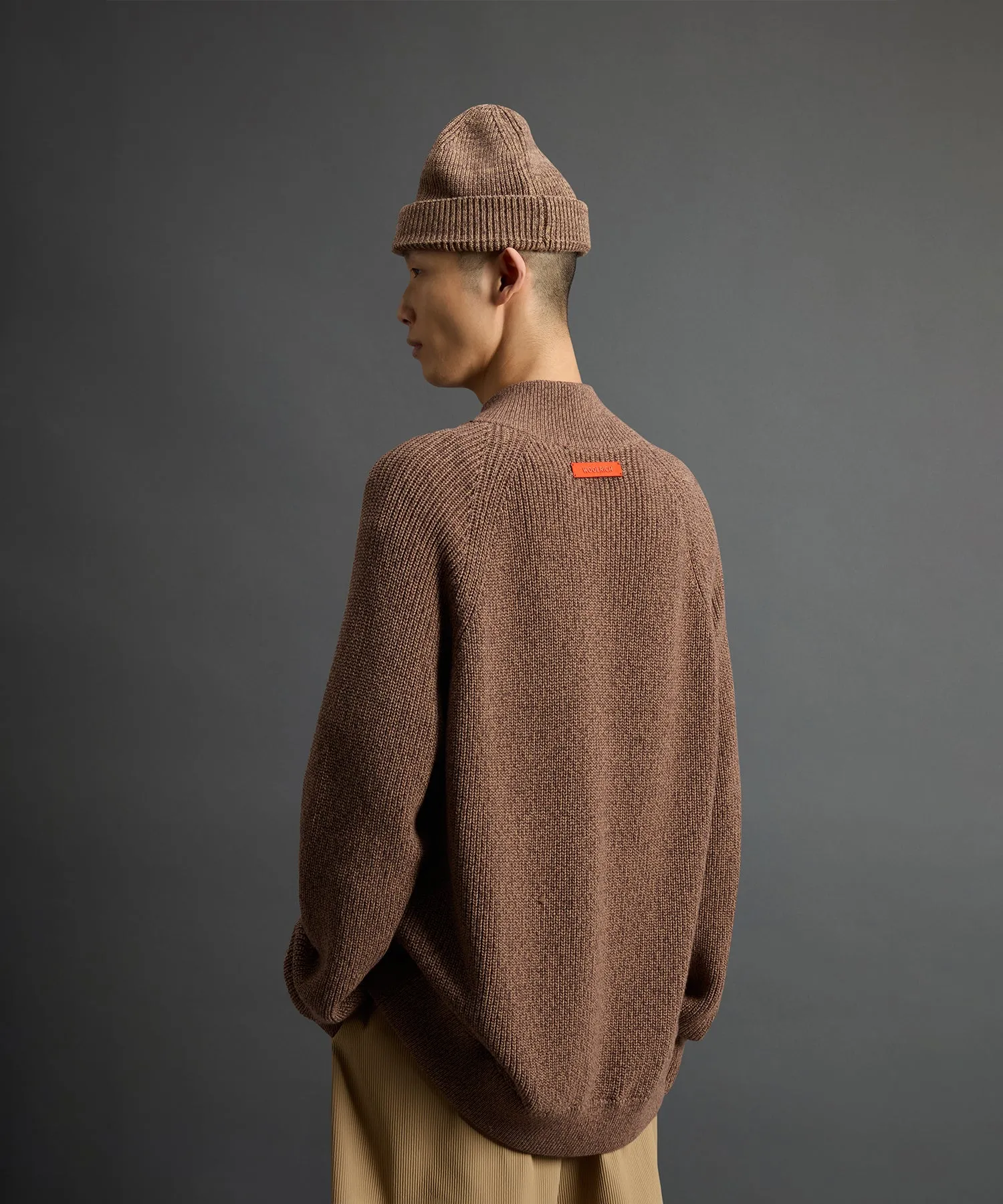 Todd Snyder x Woolrich Cotton Zip-Up Sweater in Brown