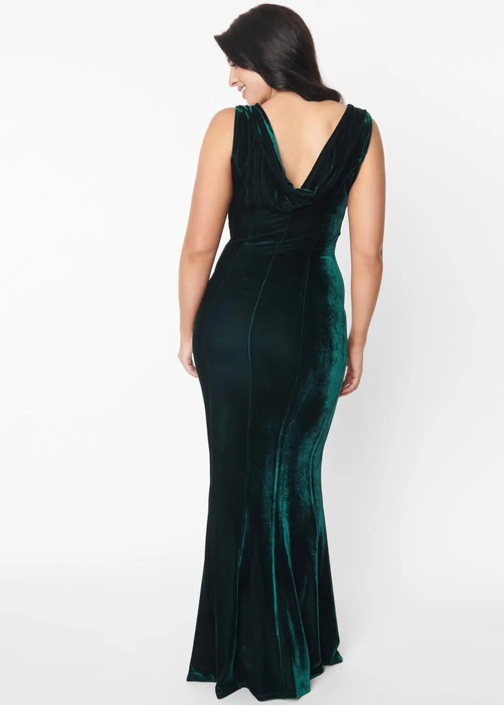 Unique Vintage Goldwyn Velvet 30's Maxi Dress Green