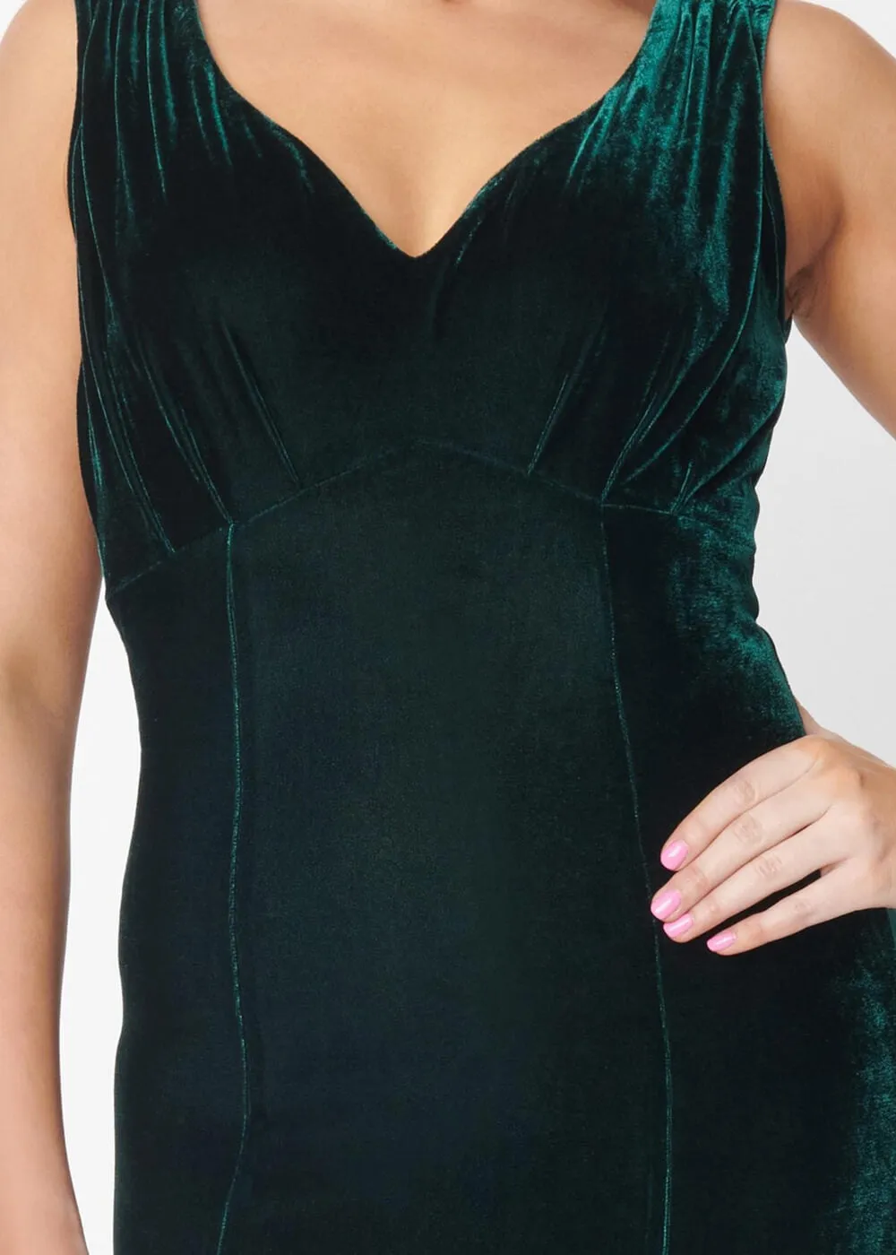 Unique Vintage Goldwyn Velvet 30's Maxi Dress Green