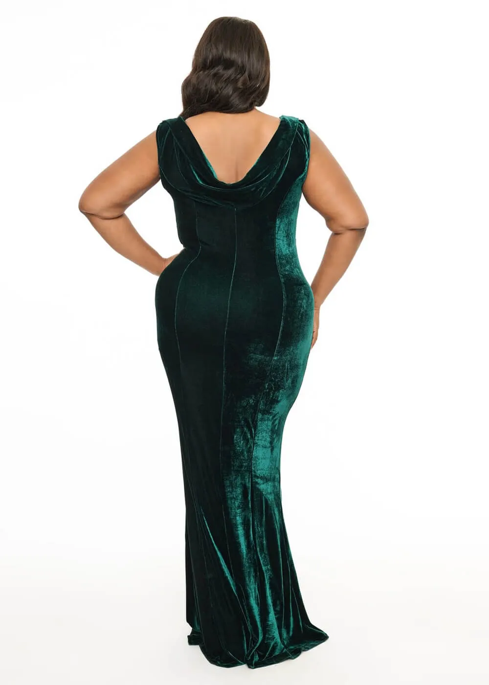 Unique Vintage Goldwyn Velvet 30's Maxi Dress Green