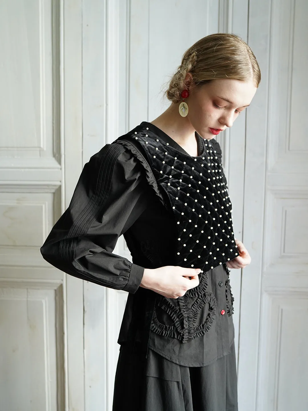 Unlogical Poem Vintage Style Velvet Smock