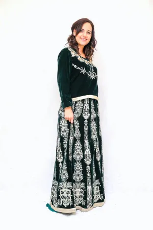 Velvet Embroidered Skirt and Blouse
