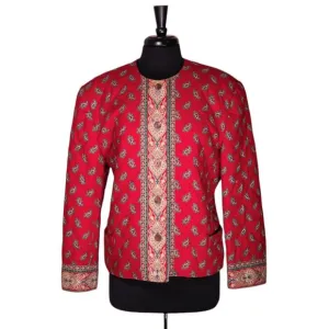 Vera Bradley Indiana Women's Quilted Jacket Red Paisley Vintage Cottagecore L