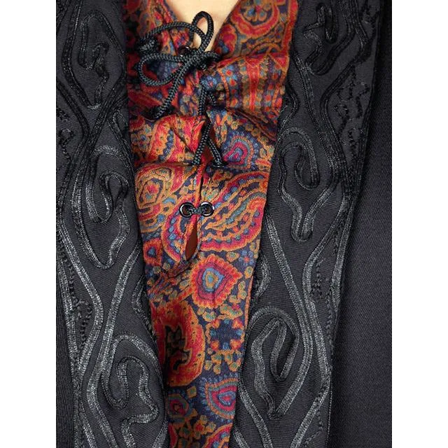 Vintage Black  Paisley Wool/Silk Dress Suit Amazing Design Early 1920s 39-42-50