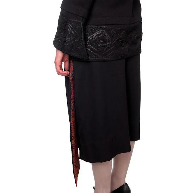 Vintage Black  Paisley Wool/Silk Dress Suit Amazing Design Early 1920s 39-42-50