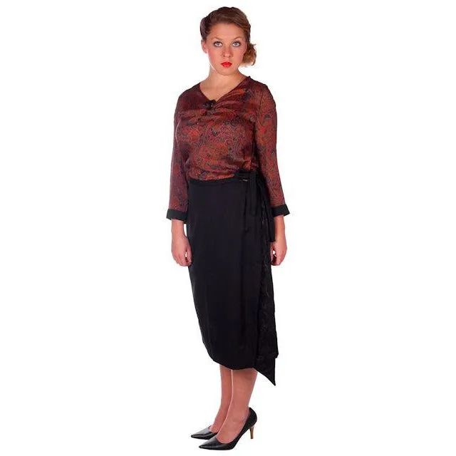 Vintage Black  Paisley Wool/Silk Dress Suit Amazing Design Early 1920s 39-42-50
