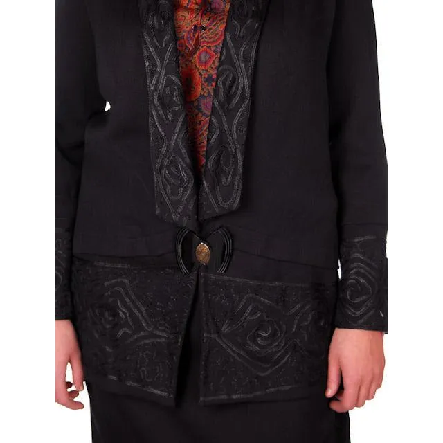 Vintage Black  Paisley Wool/Silk Dress Suit Amazing Design Early 1920s 39-42-50