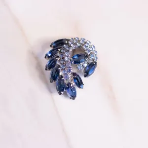 Vintage Blue Paisley Rhinestone Brooch