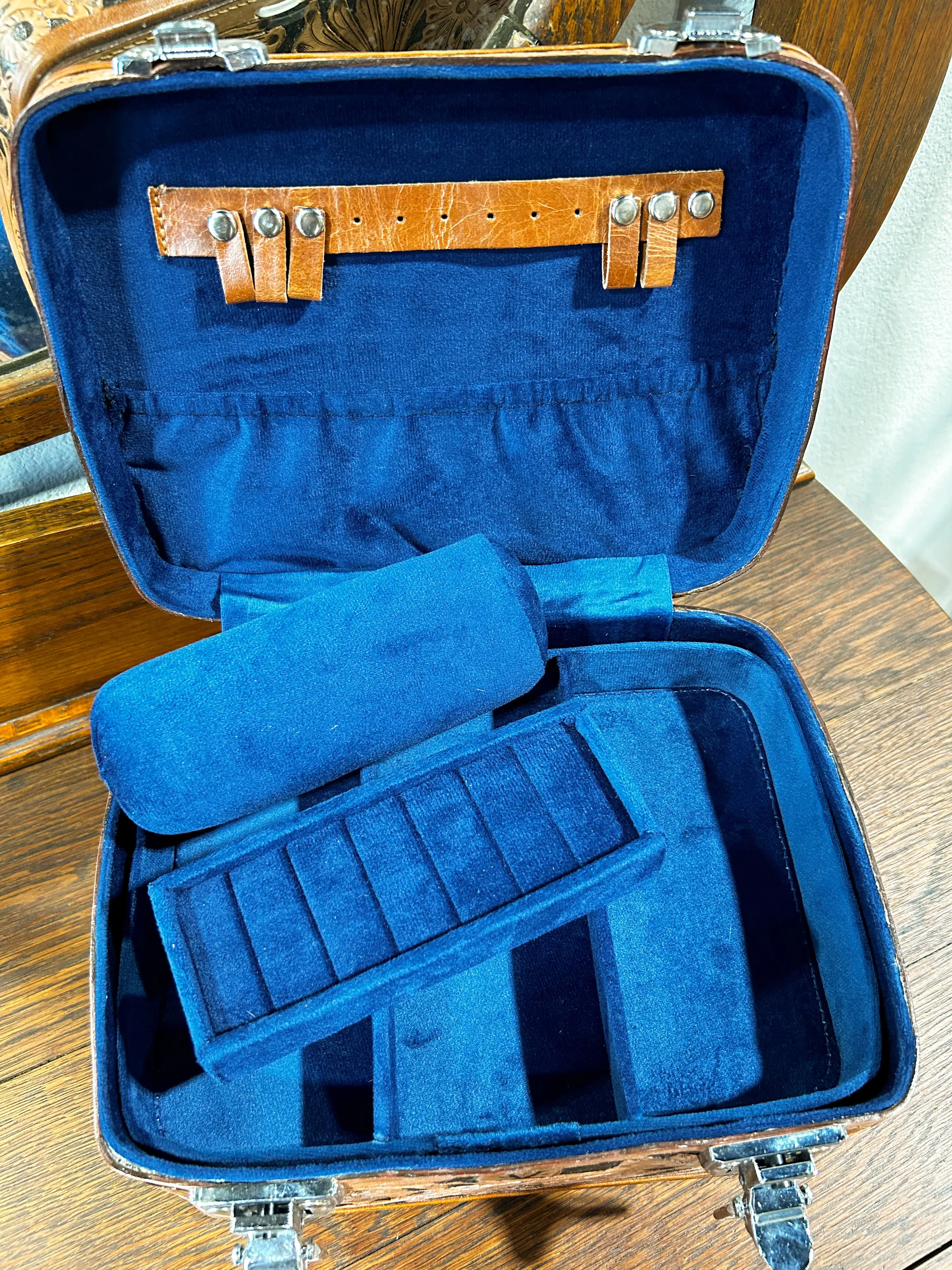 Vintage Cowgirl Leather Train Case
