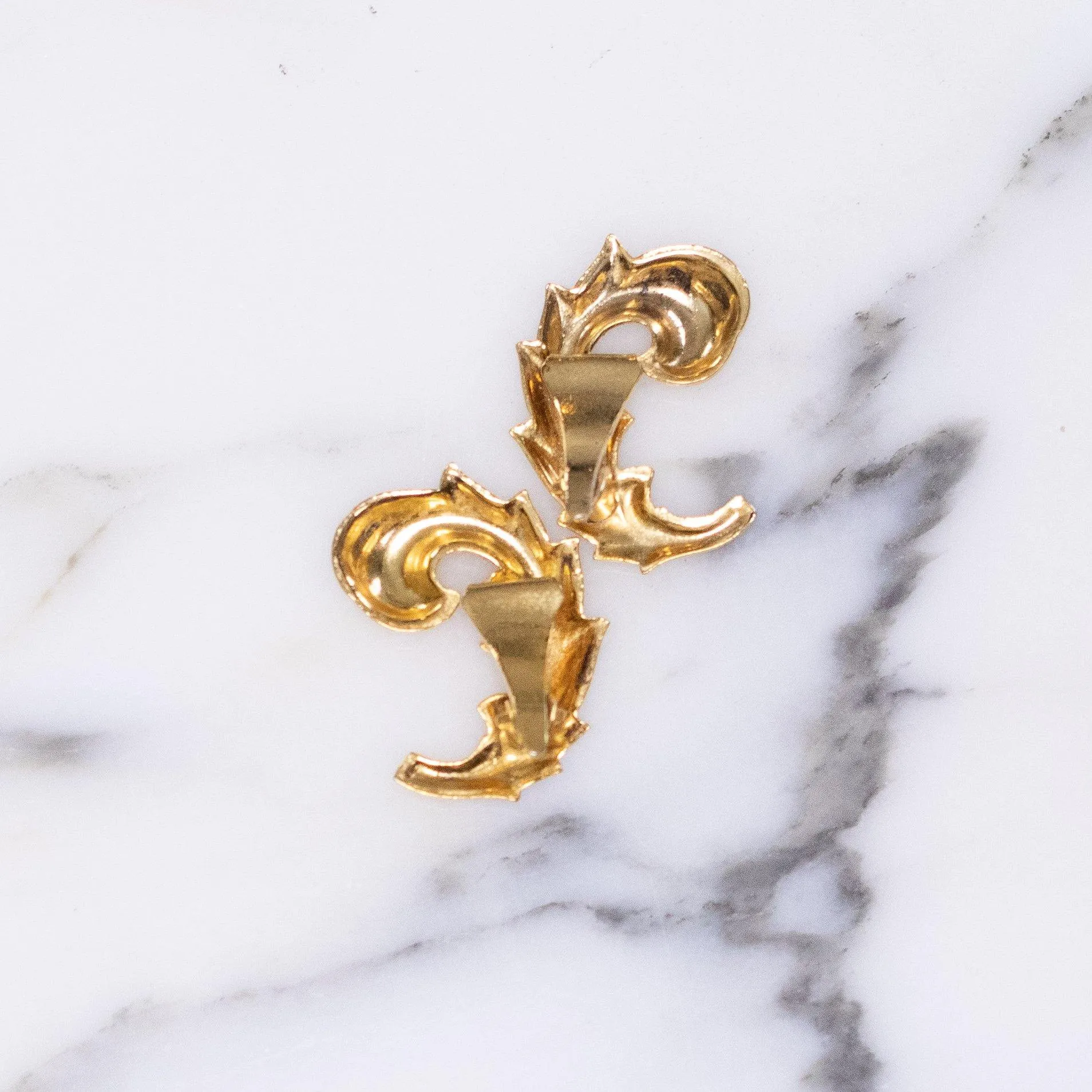 Vintage Damascene Gold and Silver Damascene Crested Plume Earrings