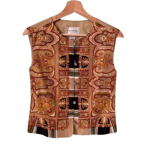 Vintage Designer Emanuel Ungaro Paisley Print Front Button Vest in Size 12/46