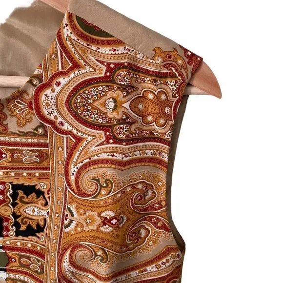 Vintage Designer Emanuel Ungaro Paisley Print Front Button Vest in Size 12/46