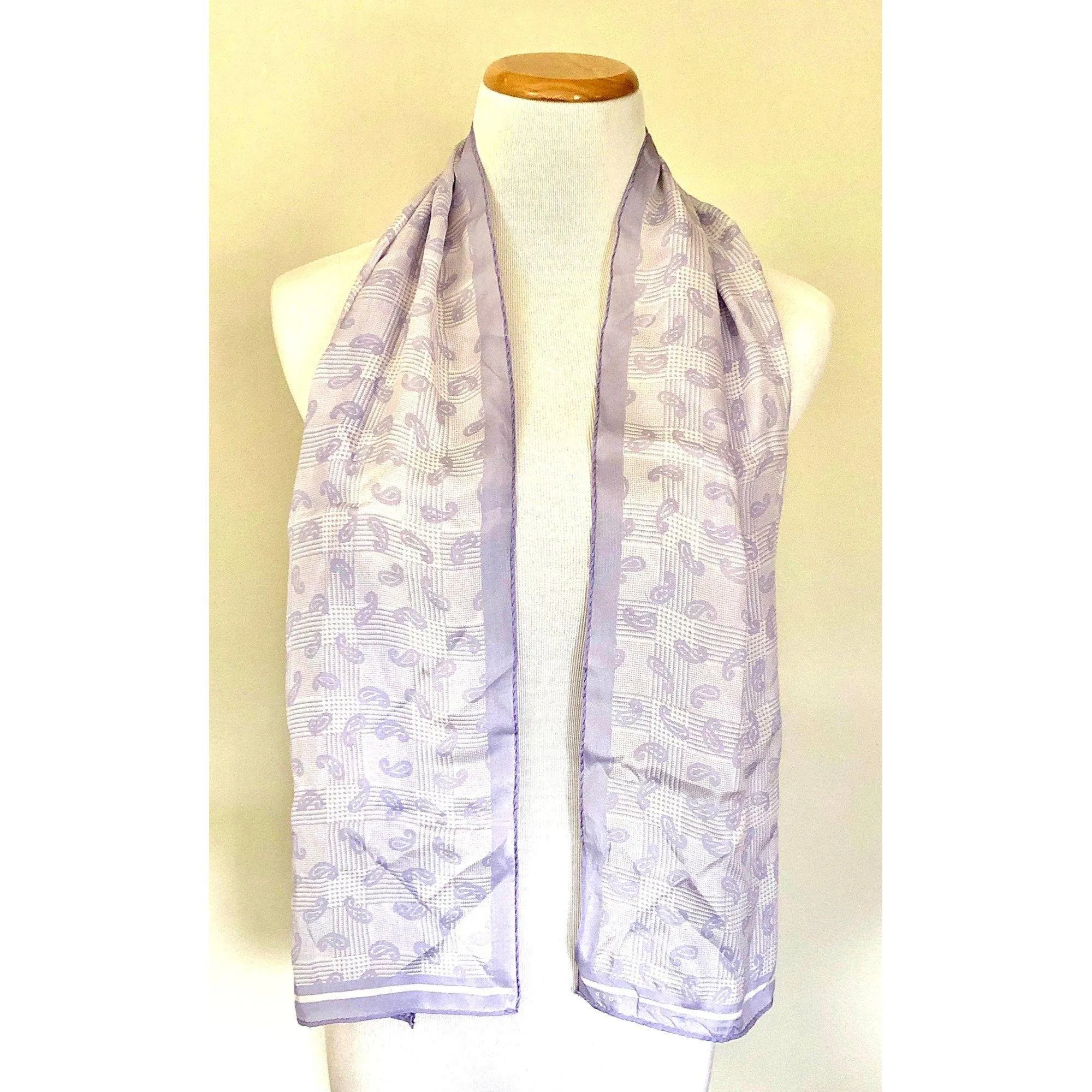 Vintage Elaine Gold Lavender Paisley Silk Scarf