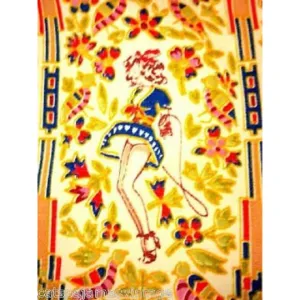 Vintage Fabric Pin-Up Girls Border Print  Yardage Springmaid 1951 36 Inches Square