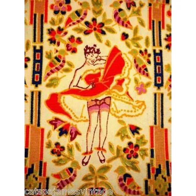 Vintage Fabric Pin-Up Girls Border Print  Yardage Springmaid 1951 36 Inches Square