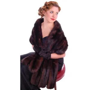 Vintage Fur Stole Dark Brown Natural Ranch Mink Fur Stole Top Quality 1950S