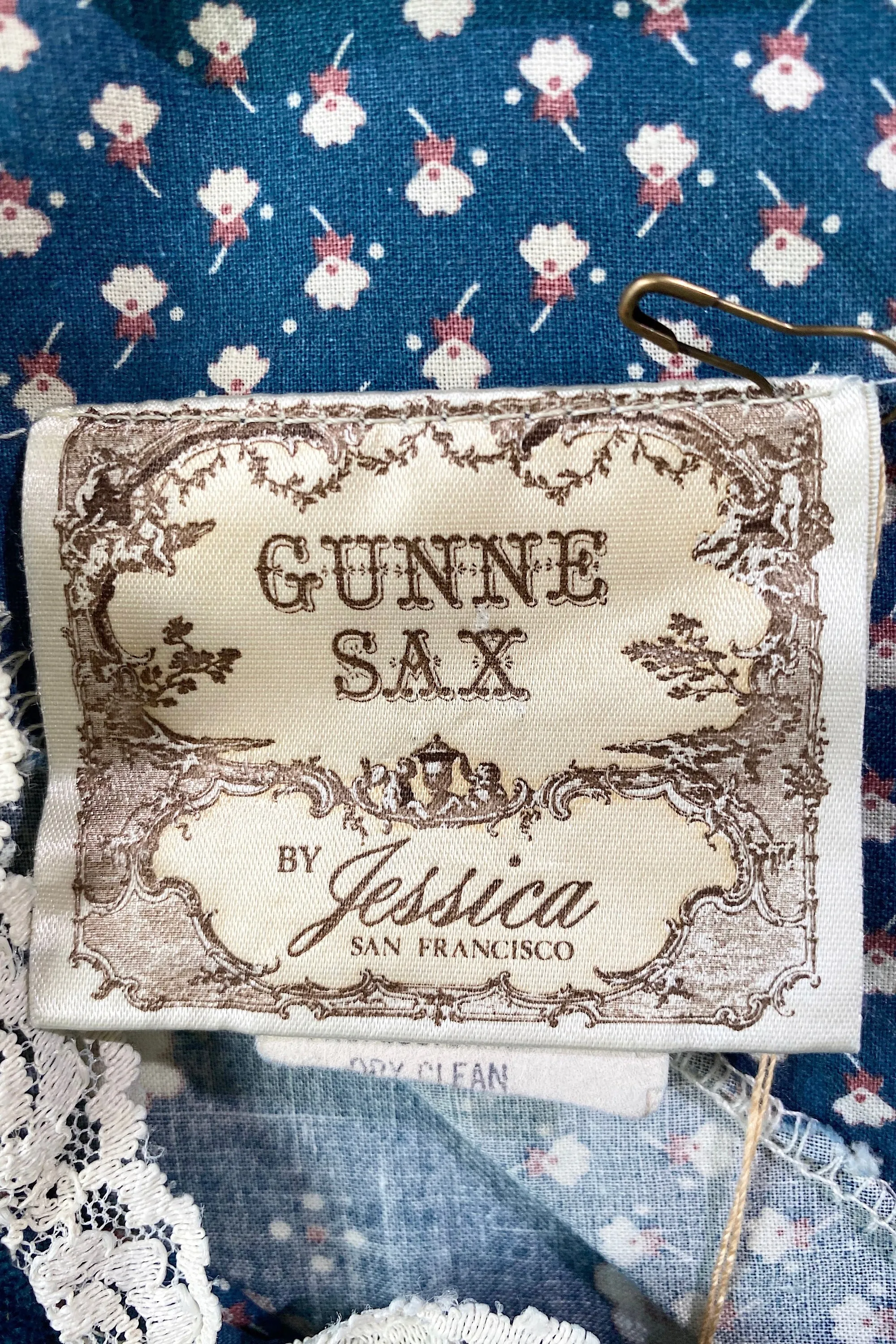 Vintage Gunne Sax Teal Plaid Floral Dress