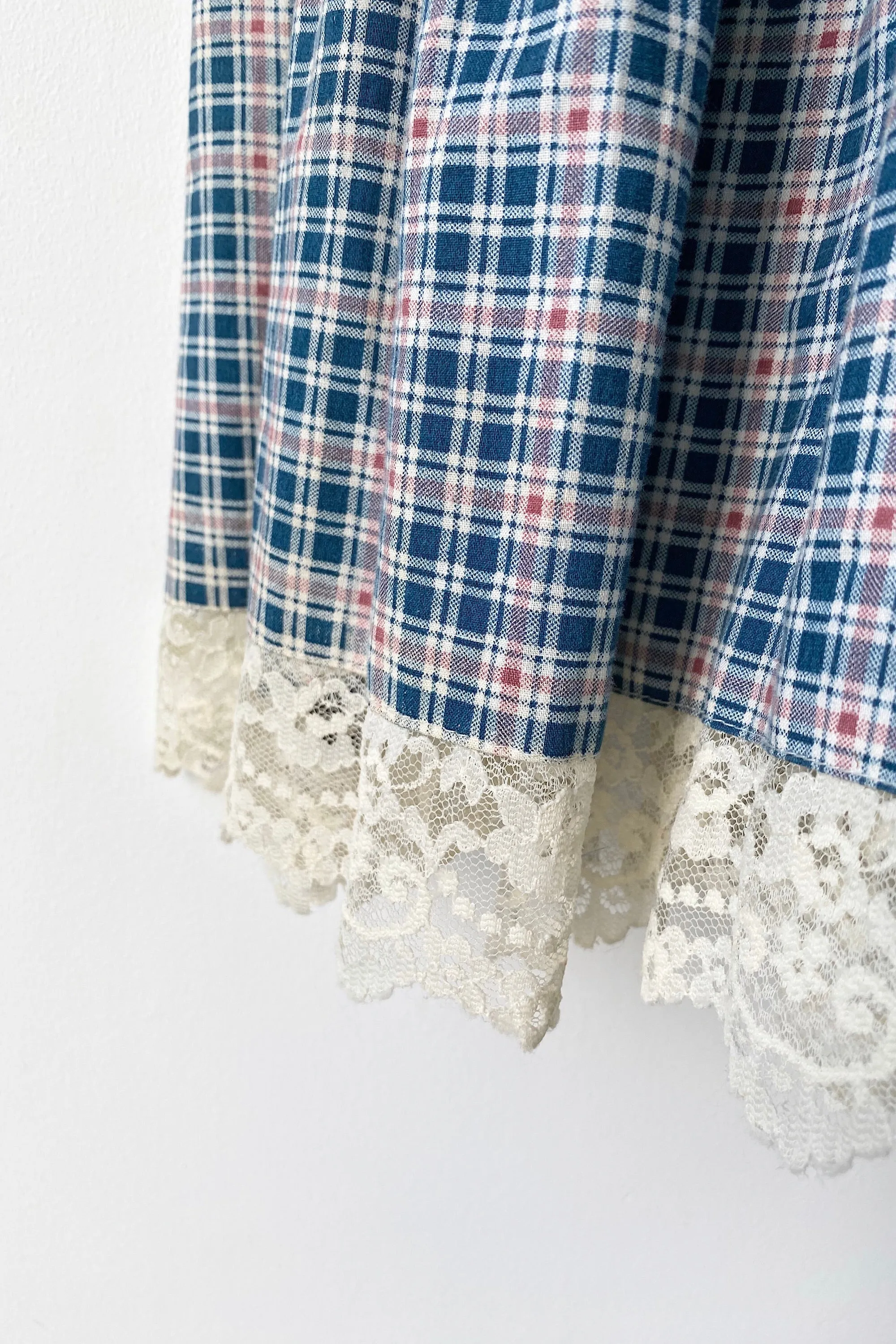 Vintage Gunne Sax Teal Plaid Floral Dress