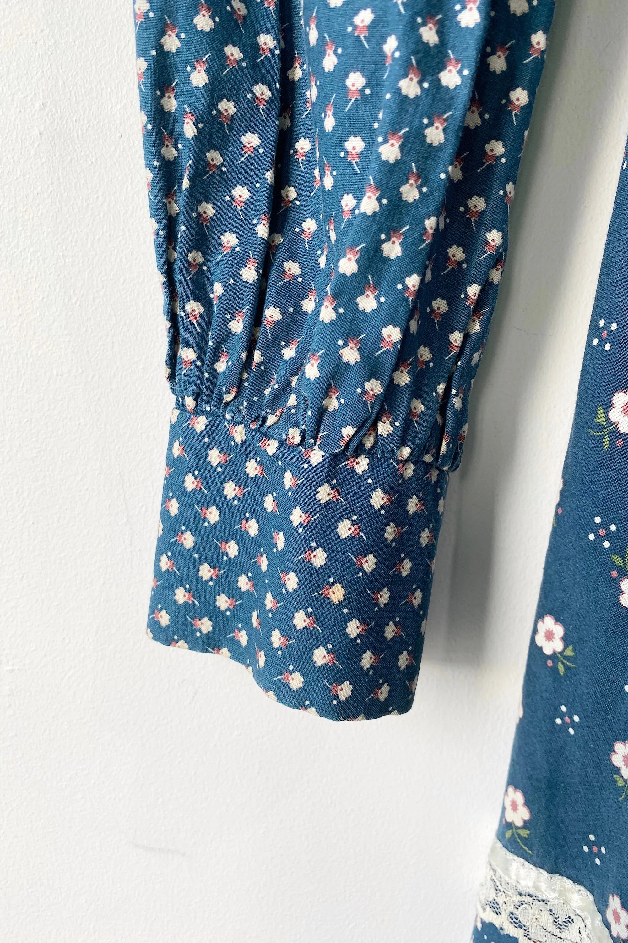 Vintage Gunne Sax Teal Plaid Floral Dress